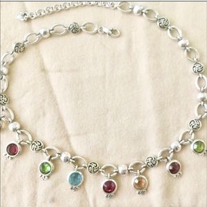 Brighton silver necklace w multi color gems